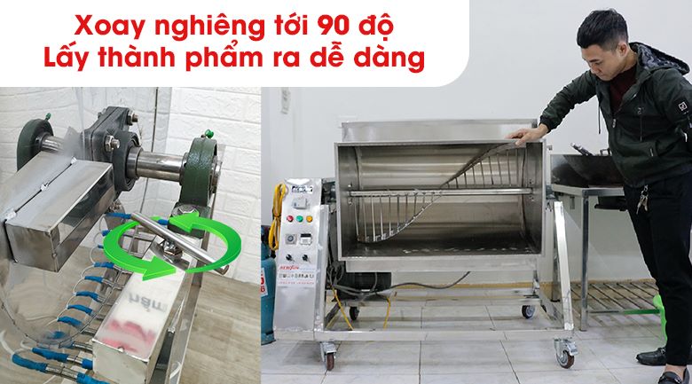 Máy sấy ruốc công nghiệp có thể nghiêng tới 90 độ 