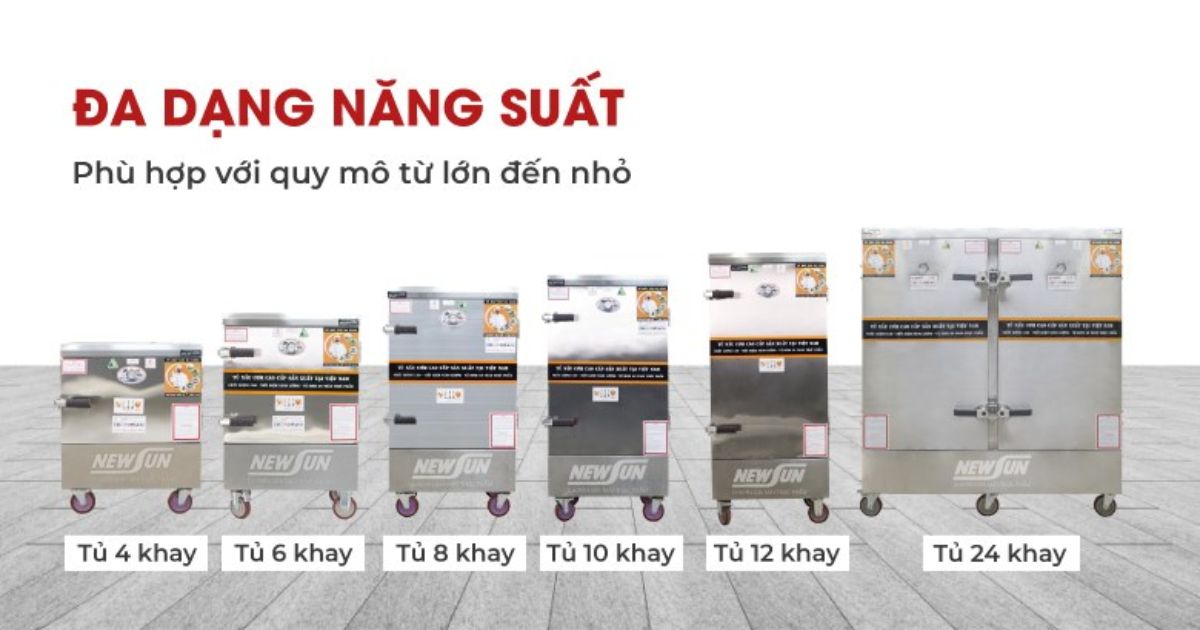 Tổng hợp các loại tủ nấu cơm công nghiệp thương hiệu NEWSUN