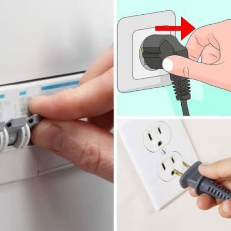 Ngắt điện, tắc công tắc,.. trước khi tiến hành vệ sinh