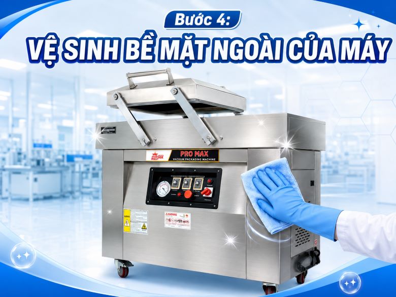 Vệ sinh bề mặt ngoài của máy