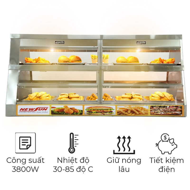 Tủ giữ nóng thực phẩm 2 tầng 1m8 HW-8P