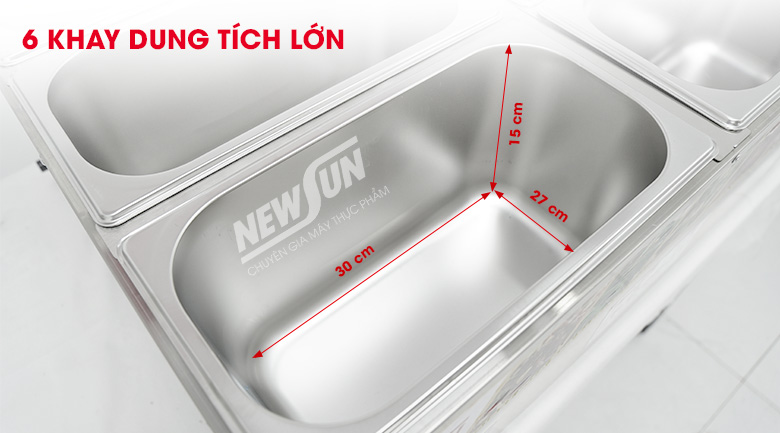 6 khay dung tích lớn đựng được 6 món ăn riêng biệt