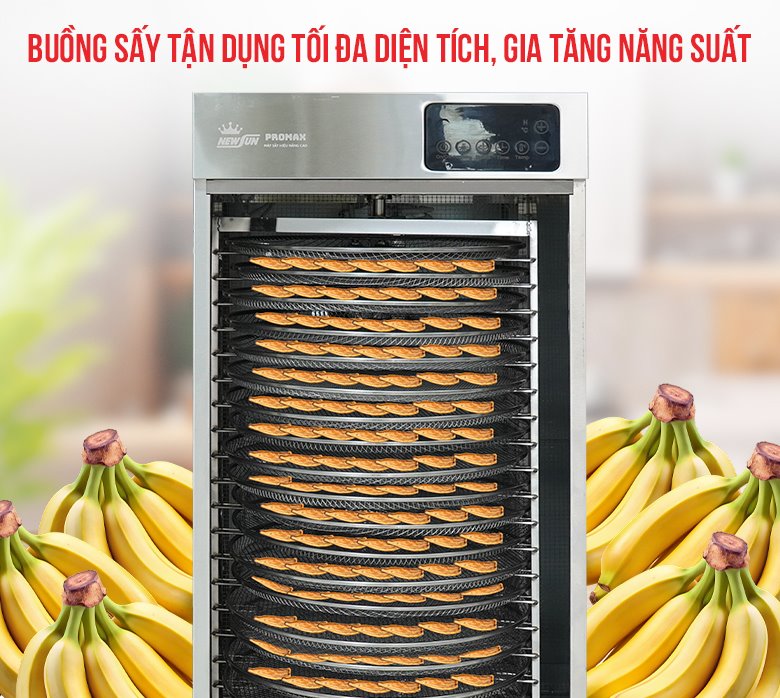 Buồng sấy được thiết kế gồm nhiều tầng xếp cách đều nhau Buồng sấy được thiết kế gồm nhiều tầng xếp cách đều nhau