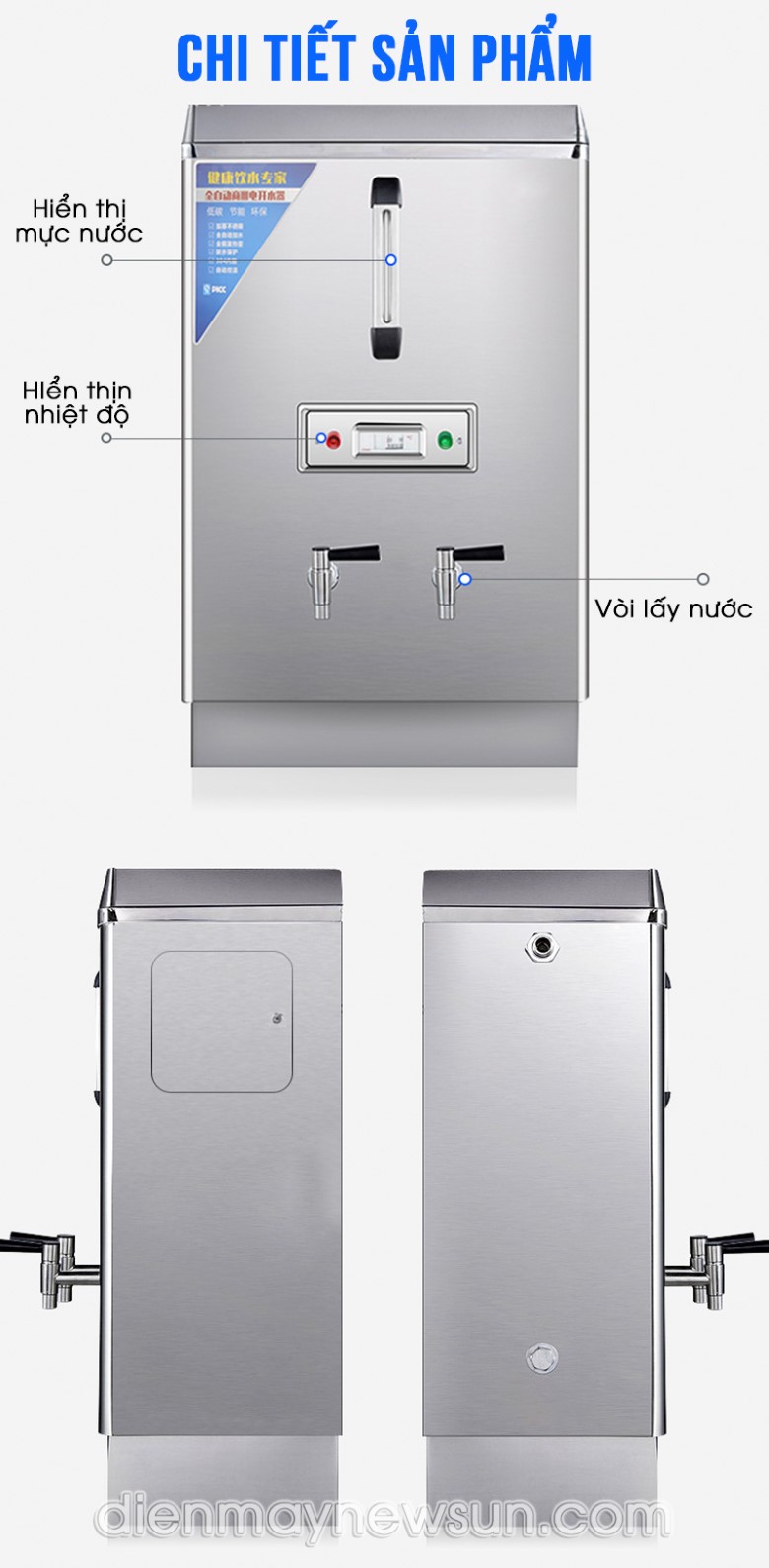 Đặc điểm chi tiết máy đun nước nóng 30L công nghiệp