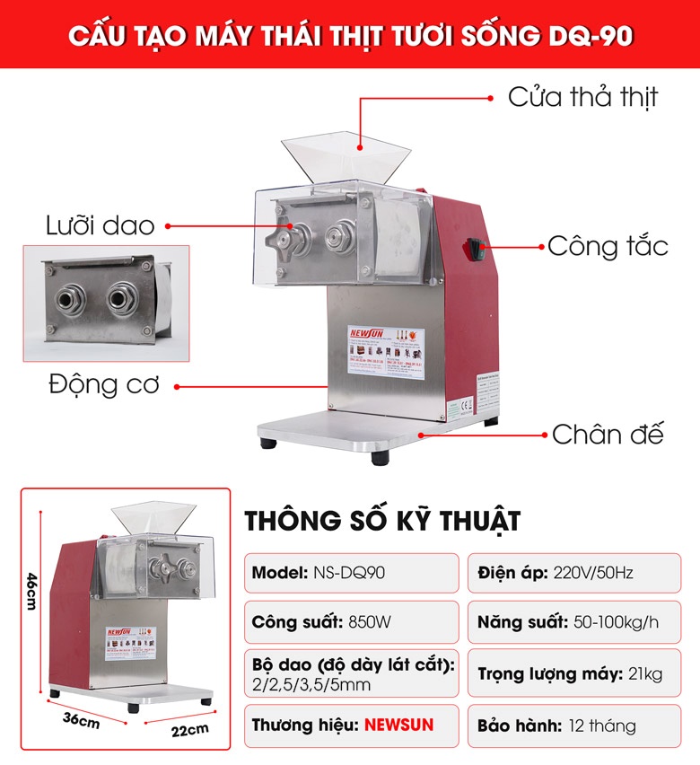Cấu tạo máy cắt thịt DQ90 Cấu tạo máy cắt thịt DQ90