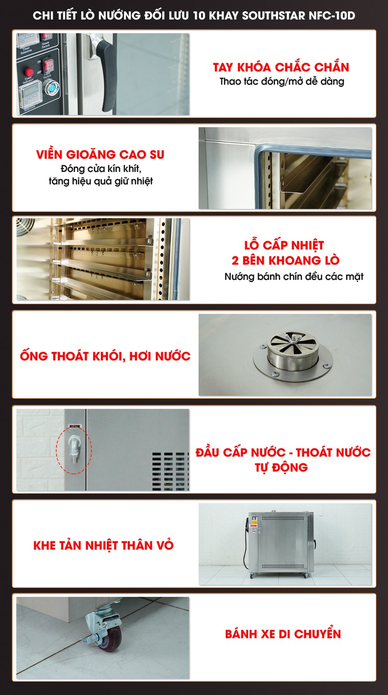 Chi tiết lò nướng bánh mì đối lưu 10 khay Southstar NFC-10D Chi tiết lò nướng bánh mì đối lưu 10 khay Southstar NFC-10D