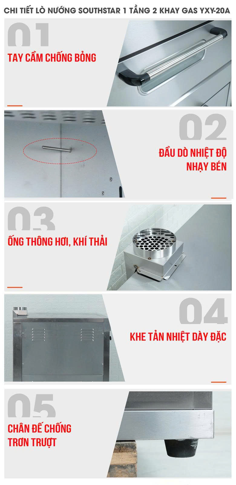 Các chi tiết khác của lò nướng bánh Southstar 1 tầng 2 khay dùng gas Các chi tiết khác của lò nướng bánh Southstar 1 tầng 2 khay dùng gas