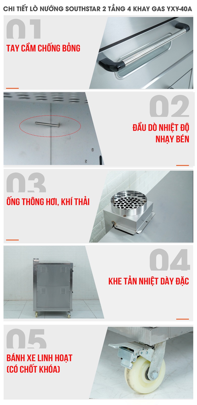 Các chi tiết khác của lò nướng bánh Southstar 2 tầng 4 khay dùng gas Các chi tiết khác của lò nướng bánh Southstar 2 tầng 4 khay dùng gas