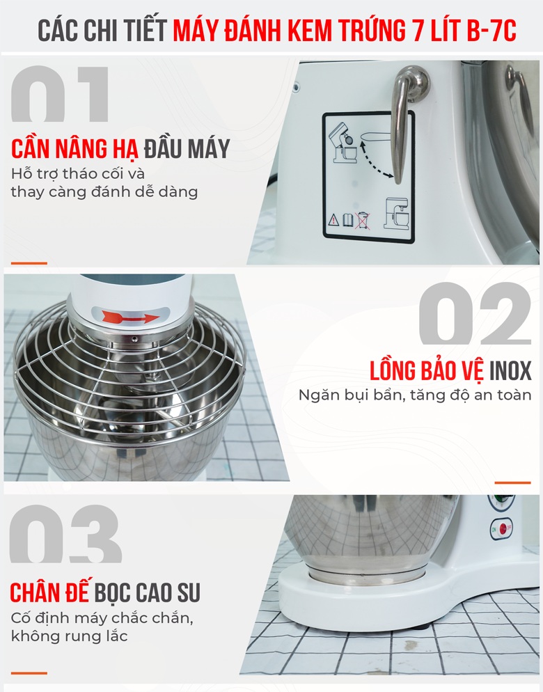 Các chi tiết máy đánh kem trứng B-7C (7 lít)