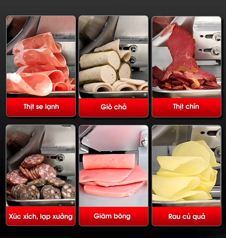 Thái đa năng: thịt se lạnh, thịt chín, giò chả, rau củ quả,...