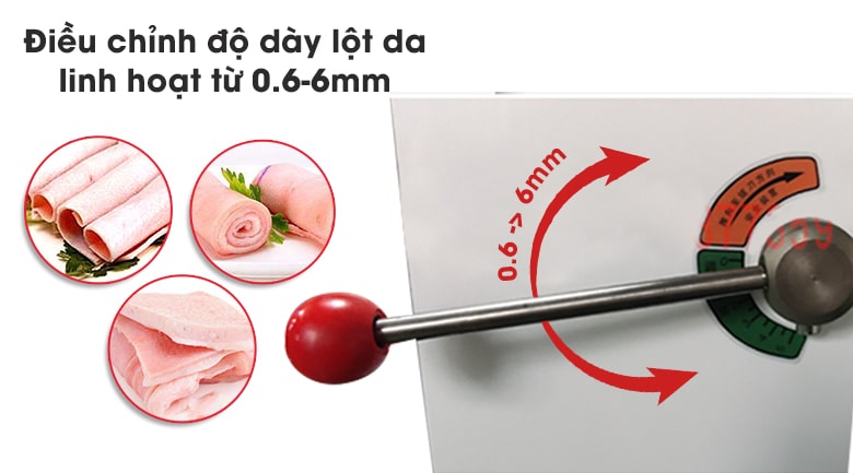 Cần gạt điều khiển để tùy chỉnh độ dày da lột