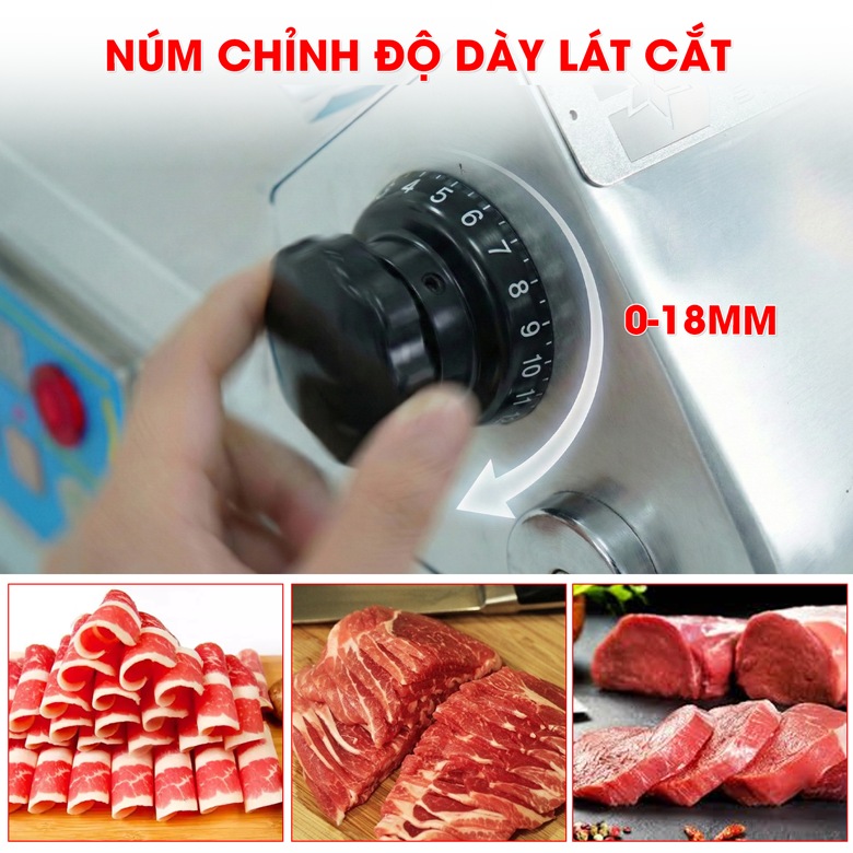 Núm vặn chỉnh độ dày lát cắt từ 0-18mm