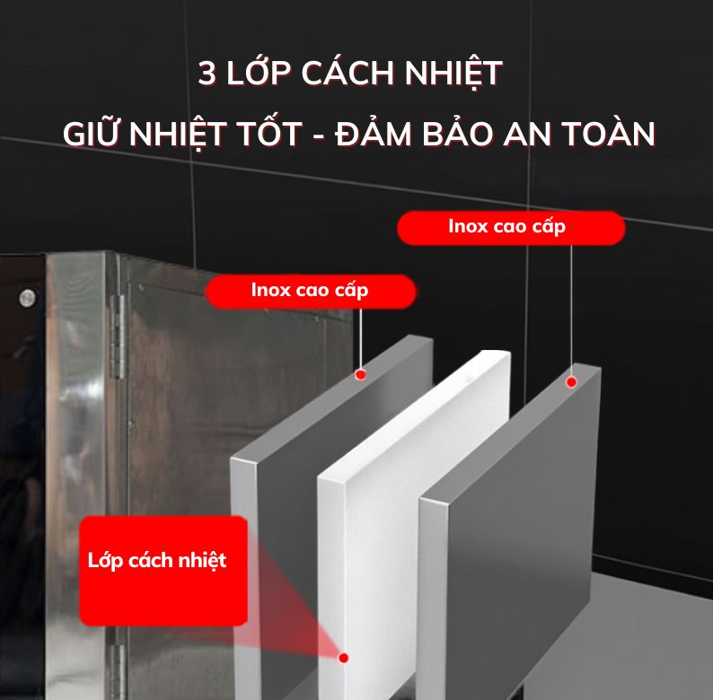 Thân lò cách nhiệt giúp giữ nhiệt tốt, đảm bảo an toàn