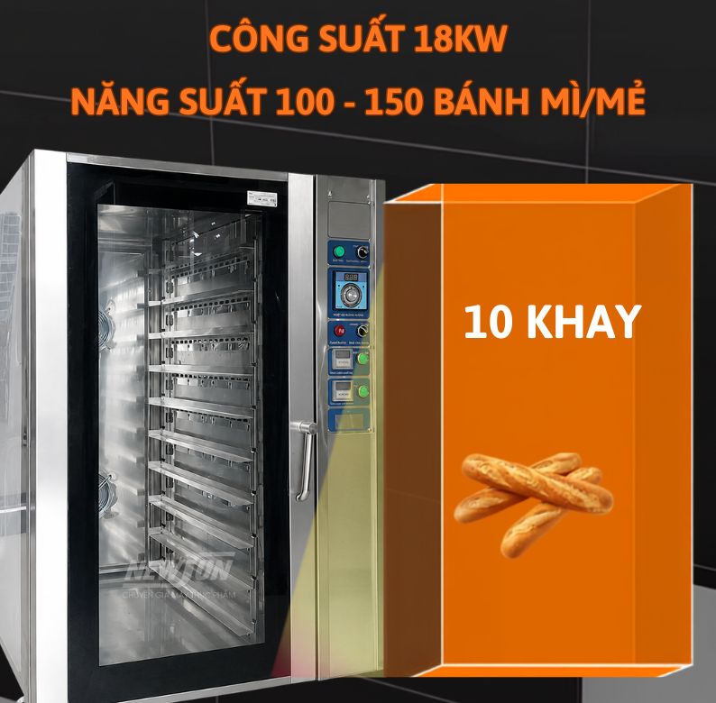 Lò có công suất cao cho năng suất từ 100-150 bánh mì mỗi mẻ 