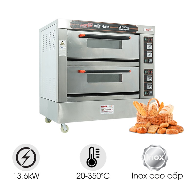Lò nướng bánh NEWSUN 2 tầng 4 khay XYF-2KA-T (bảng điều khiển cơ)