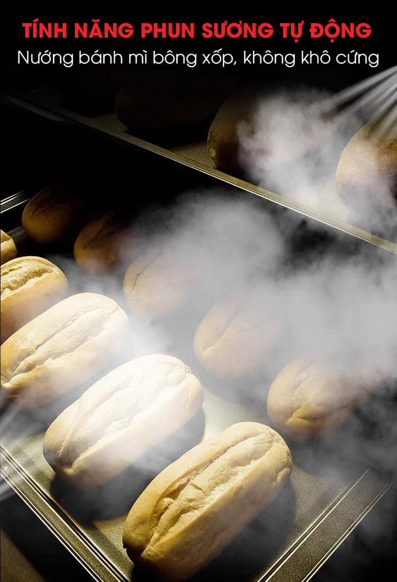 Nướng bánh mì bông xốp với hệ thống phun sương tự động