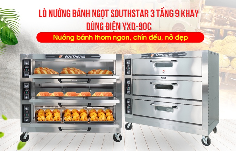 Lò nướng bánh Southstar 3 tầng 9 khay dùng điện YXD-90C Lò nướng bánh Southstar 3 tầng 9 khay dùng điện YXD-90C
