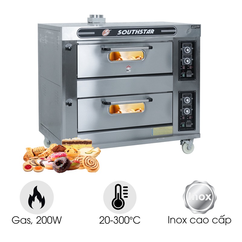 Lò nướng bánh Southstar 2 tầng 4 khay dùng gas