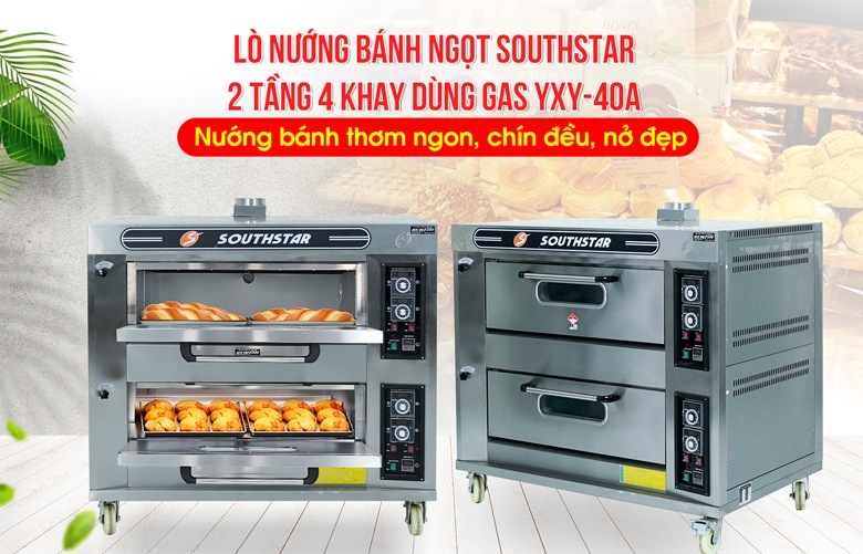 Lò nướng bánh Southstar 2 tầng 4 khay dùng gas YXY-40A Lò nướng bánh Southstar 2 tầng 4 khay dùng gas YXY-40A