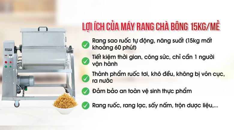 Lợi ích nhận được khi sử dụng máy sao chà bông 15kg