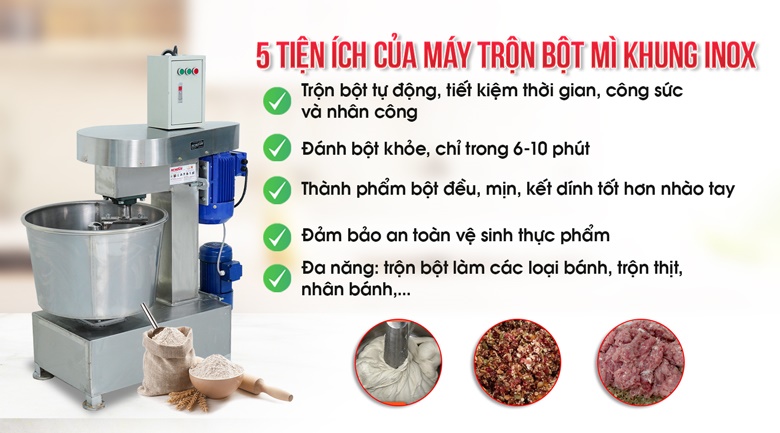Lợi ích từ máy trộn bột mì Việt Nam khung inox Lợi ích từ máy trộn bột mì Việt Nam khung inox