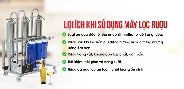 Lợi ích khi sử dụng máy lọc rượu khử độc tố 100l/h