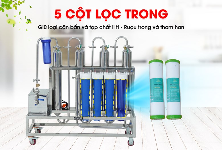 5 cột lọc trong giúp loại bỏ cặn bẩn li ti