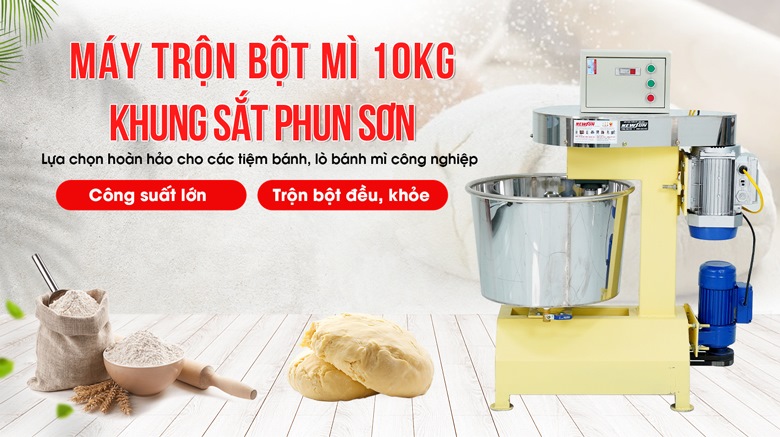 Máy trộn bột mì 10kg khung sắt phun sơn – Hàng Việt Nam chất lượng cao, giá thành phải chăng Máy trộn bột mì 10kg khung sắt phun sơn – Hàng Việt Nam chất lượng cao, giá thành phải chăng
