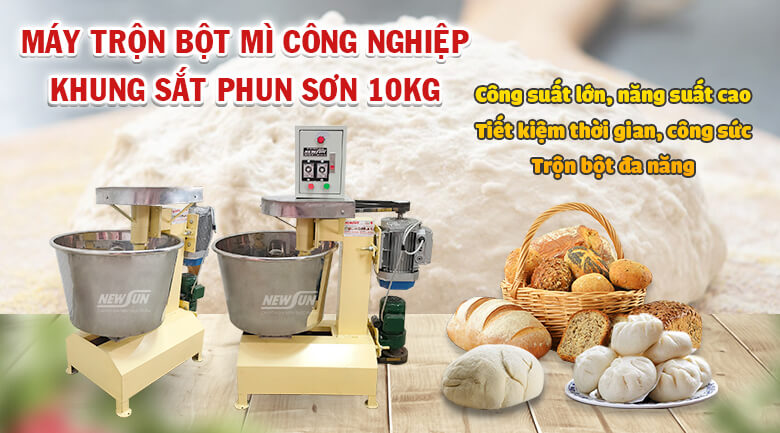 Máy trộn bột mì Việt Nam 10kg/mẻ (khung sắt phun sơn)