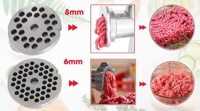Trang bị sẵn 2 mặt sàng 6mm và 8mm