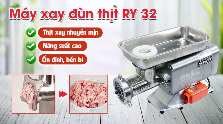Máy xay thịt công nghiệp RY 32 - Xay thịt nhuyễn mịn, năng suất cao