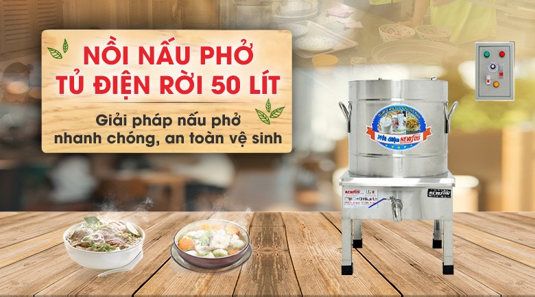 Nồi nấu phở Việt Nam 50 lít (tủ điện rời)