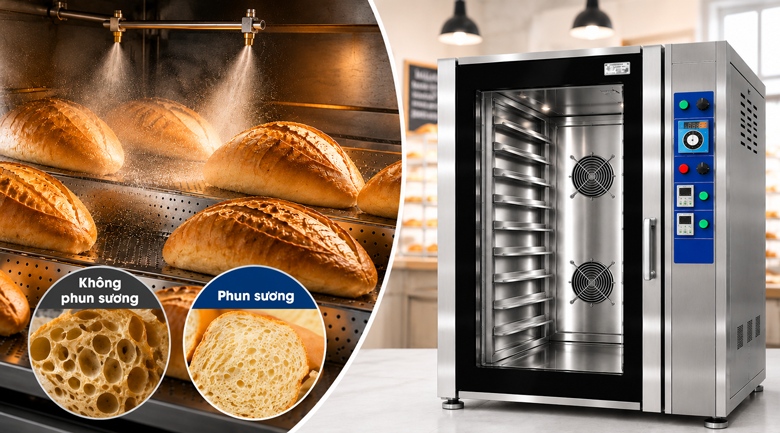Hệ thống phun sương tự động, nướng bánh mì bông xốp