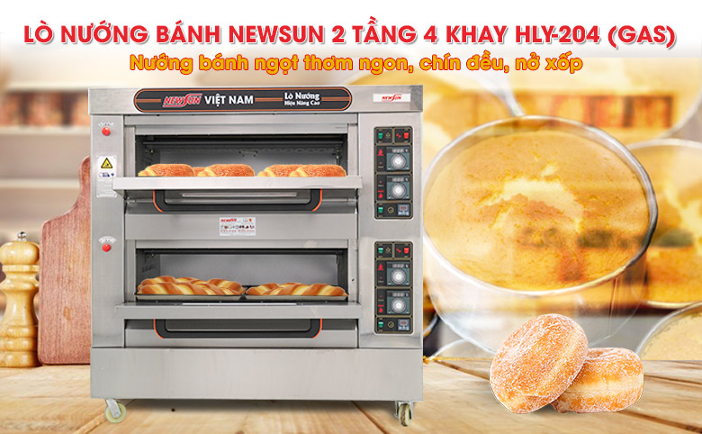 Lò nướng bánh NEWSUN 2 tầng 4 khay HLY-204 gas
