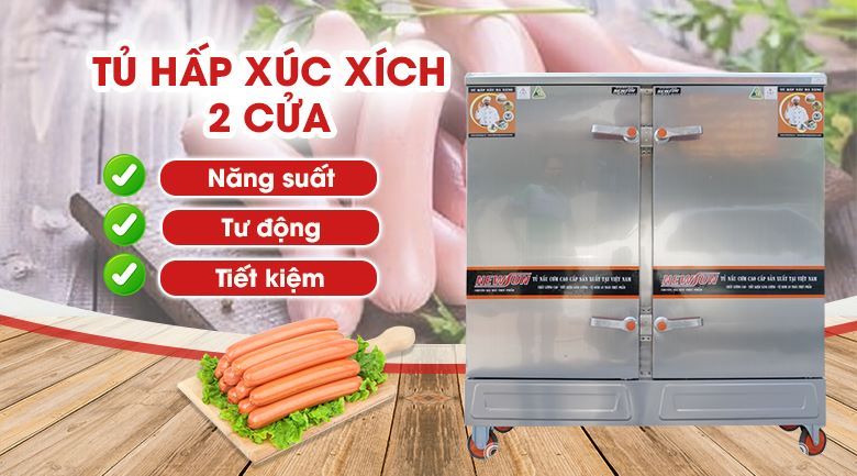 Tủ hấp xúc xích 2 cửa 