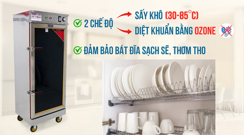 Tủ sấy khô bát đĩa kết hợp khử mùi, diệt khuẩn