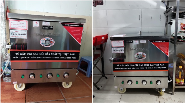 Khách hàng sử dụng tủ nấu cơm 4 khay điện Việt Nam inox 201