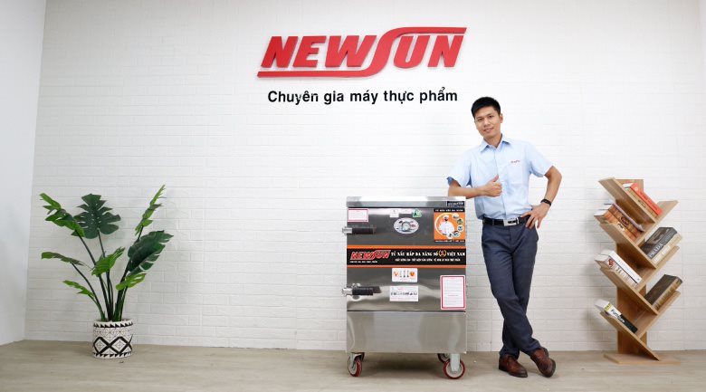 Hình ảnh thực tế tủ nấu cơm công nghiệp 6 khay dùng điện Việt Nam
