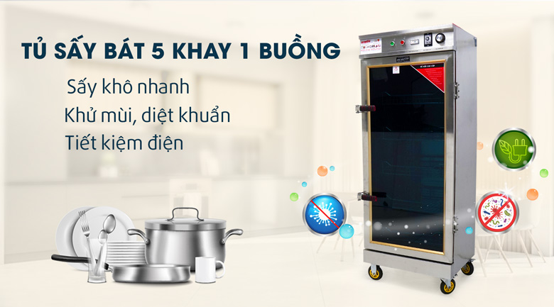 Tủ sấy bát đĩa 5 khay 1 buồng cao cấp NEWSUN