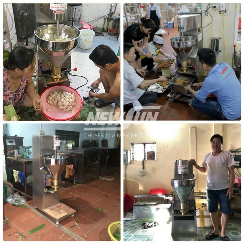 Hình ảnh khách hàng sử dụng máy tạo viên thịt cá NEWSUN