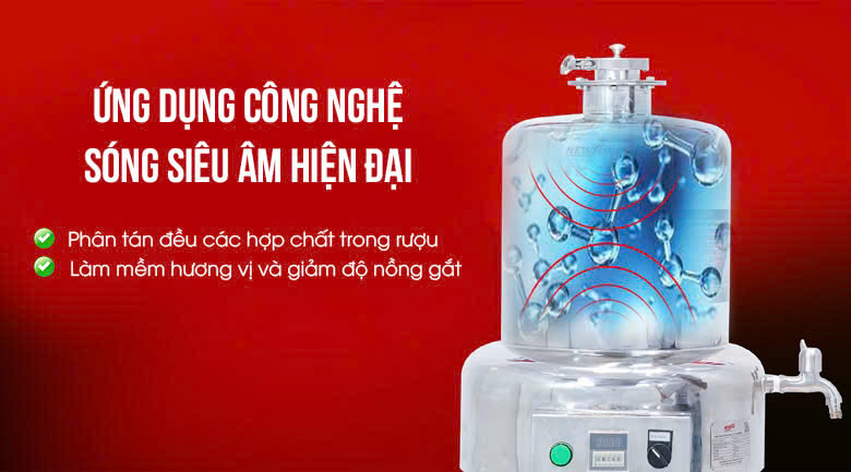 Máy lão hóa rượu 15 lít ứng dụng công nghệ sóng siêu âm hiện đại Máy lão hóa rượu 15 lít ứng dụng công nghệ sóng siêu âm hiện đại