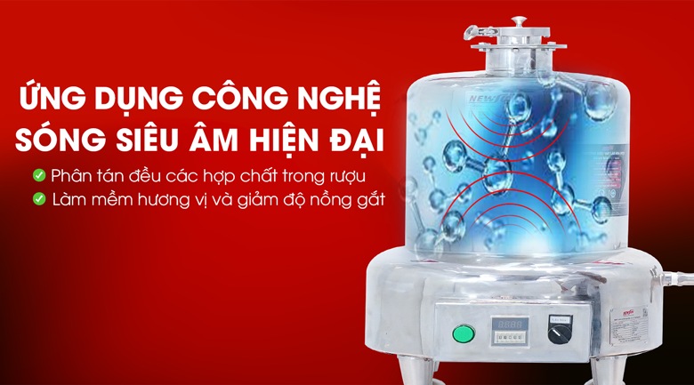 Máy lão hóa rượu 5 lít ứng dụng công nghệ sóng siêu âm hiện đại