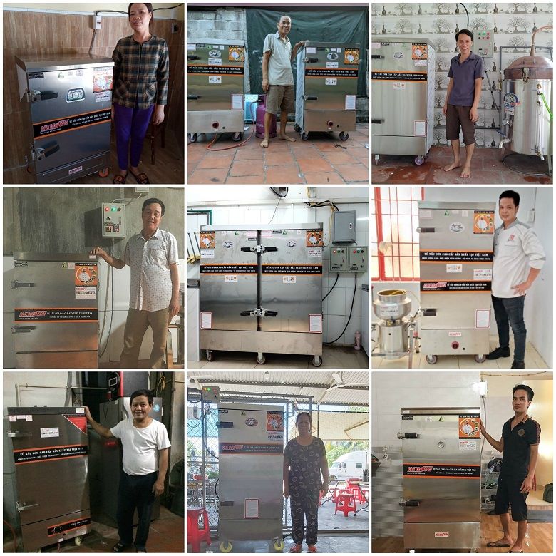 Hình ảnh khách hàng sử dụng tủ nấu cơm công nghiệp NEWSUN