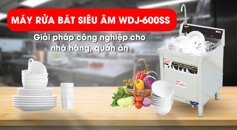 Máy rửa bát chén siêu âm chậu đơn WDJ-600SS cho nhà hàng, quán ăn