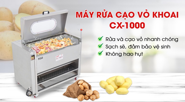 Máy cạo vỏ khoai CX-100 - Làm sạch hiệu quả cao lên tới 99%