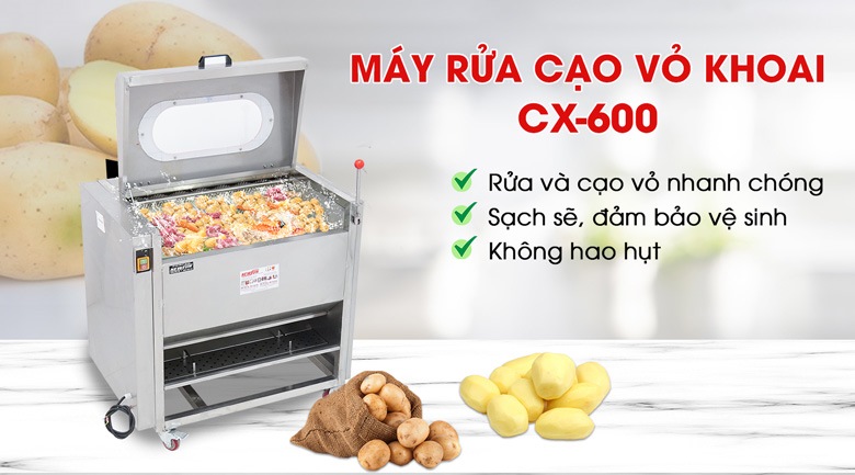 Máy cạo vỏ khoai CX-600 NEWSUN - Làm sạch hiệu quả lên tới 99%