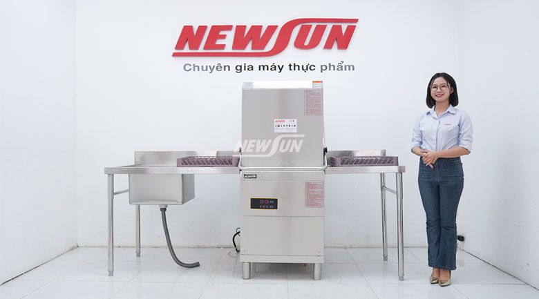 Máy rửa bát công nghiệp cửa sập kèm chậu rửa Máy rửa bát công nghiệp cửa sập kèm chậu rửa