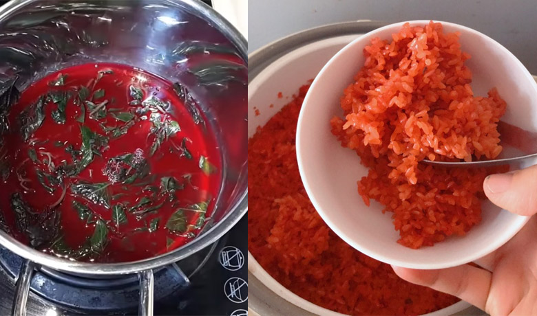 Cách nấu xôi lá cẩm đỏ