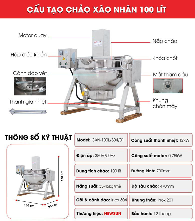 Cấu tạo máy sên nhân 100 lít NEWSUN