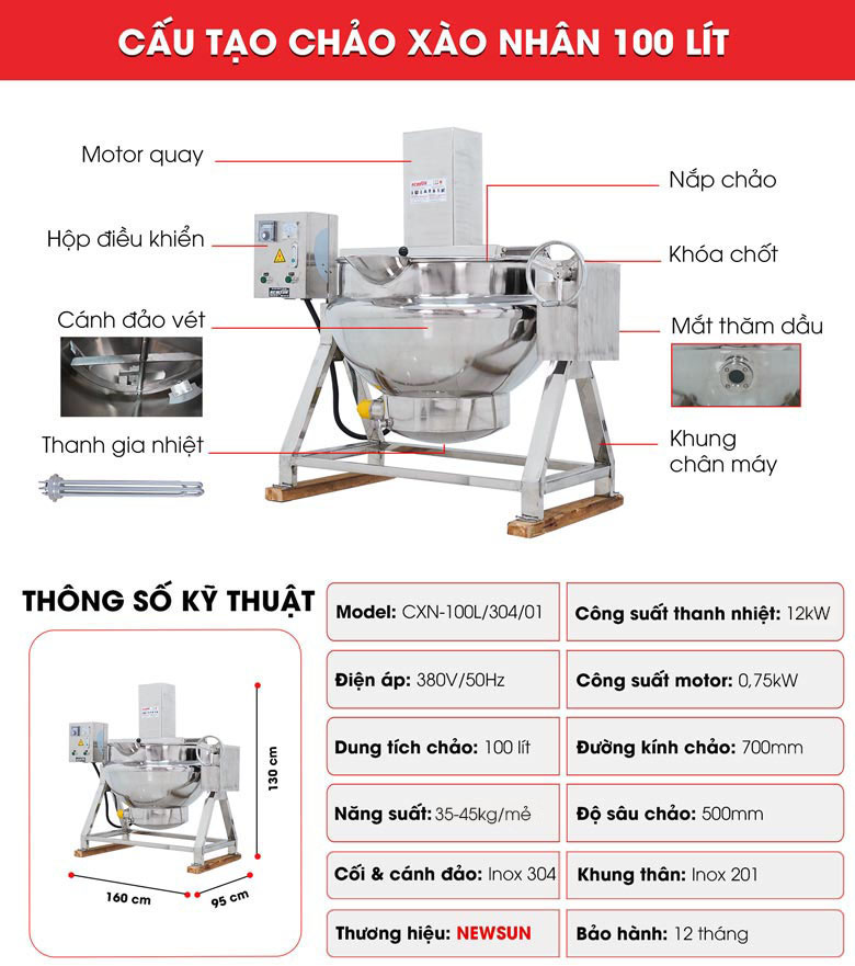 Cấu tạo máy sên nhân 100 lít NEWSUN